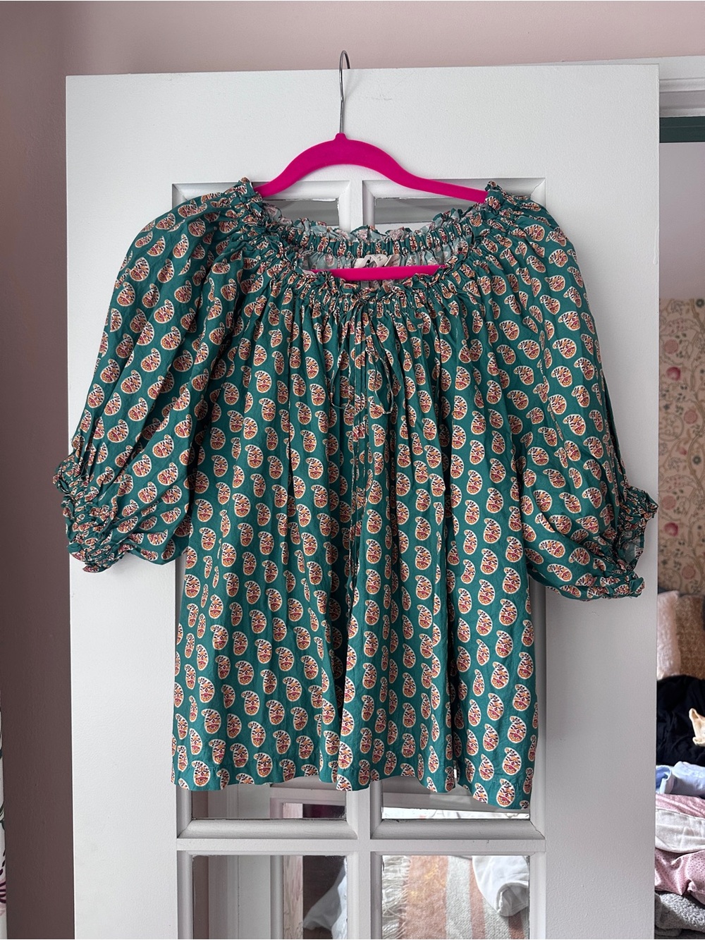 doen paisley print blouse sz S